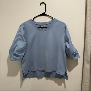 Athleta Harlow Hybrid Tee Blue Puff Sleeve XS